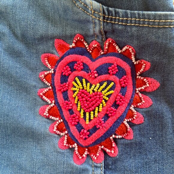 Billieblush Embroided Beaded Two Tone Boho Denim Shorts Girls 12 - Picture 3 of 5